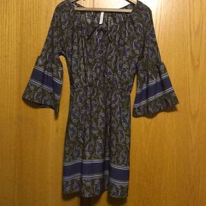 Gilli olive/deep blue paisley print midi, small